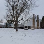 View of house in the snow